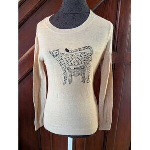 J.Crew Beige Sweater Leopard Graphic Print Womens Long Sleeve Lightweight